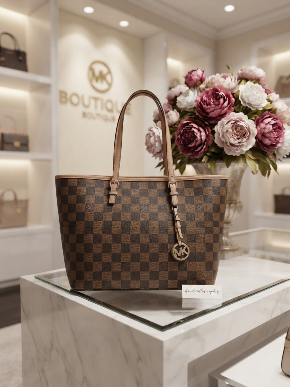 Michael Kors Brown Checker Tote